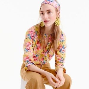 J Crew Liberty of London Magical Floral Bouquet Classic Popover Blouse Size 2